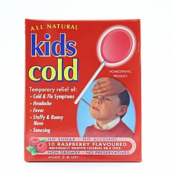 All Natural 儿童感冒发烧棒棒糖 覆盆子味 10支/盒
