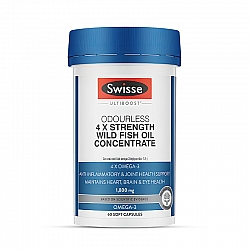 (新西兰厂方直邮) Swisse 4倍浓缩野生深海无腥味鱼油 60粒 (任意三件包邮)