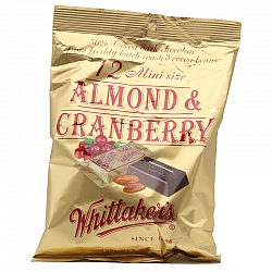 Whittakers 惠特克巧克力 天然有机迷你独立包装 杏仁蔓越莓味 12块 180克