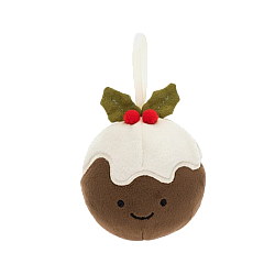 Jellycat Festive Folly Christmas Pudding 圣诞节新品欢乐节庆圣诞布丁挂件毛绒玩具 FFH6CP 高7cm