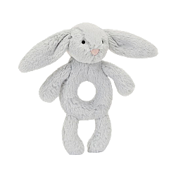 Jellycat Bashful Silver Bunny Ring Rattle 害羞银色邦尼兔摇铃婴儿手摇摇铃可爱安抚陪伴玩具 BRR4BS  高18cm