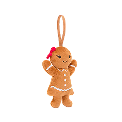 Jellycat Festive Folly Gingerbread Ruby 圣诞节新品欢乐节庆 姜饼露比毛绒公仔 挂件毛绒玩具 FFH6GW 高10cm