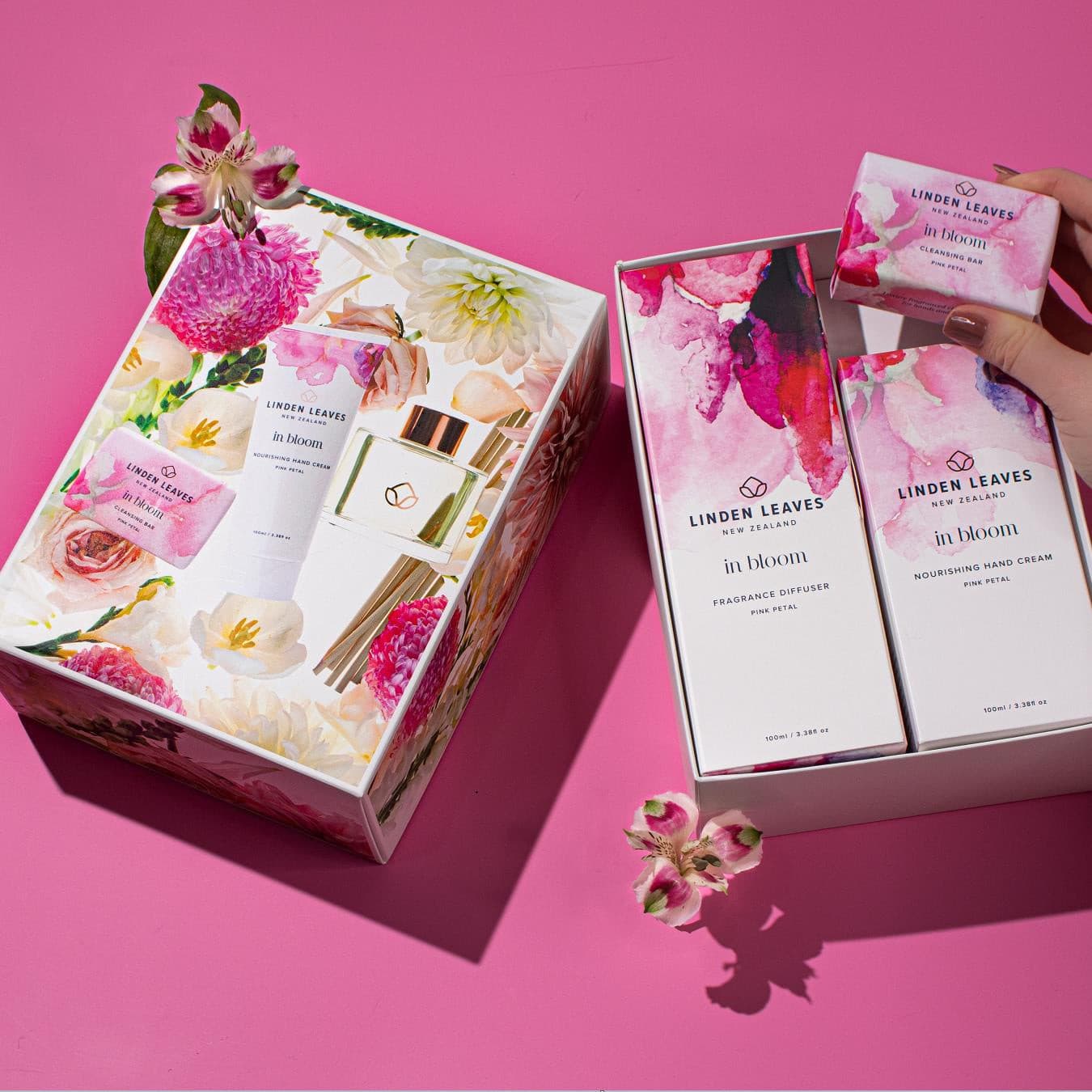 Linden Leaves 琳登丽诗 in bloom 绽放系列 pink petal 粉色花瓣 hands & home set  2 x 100ml, 100g