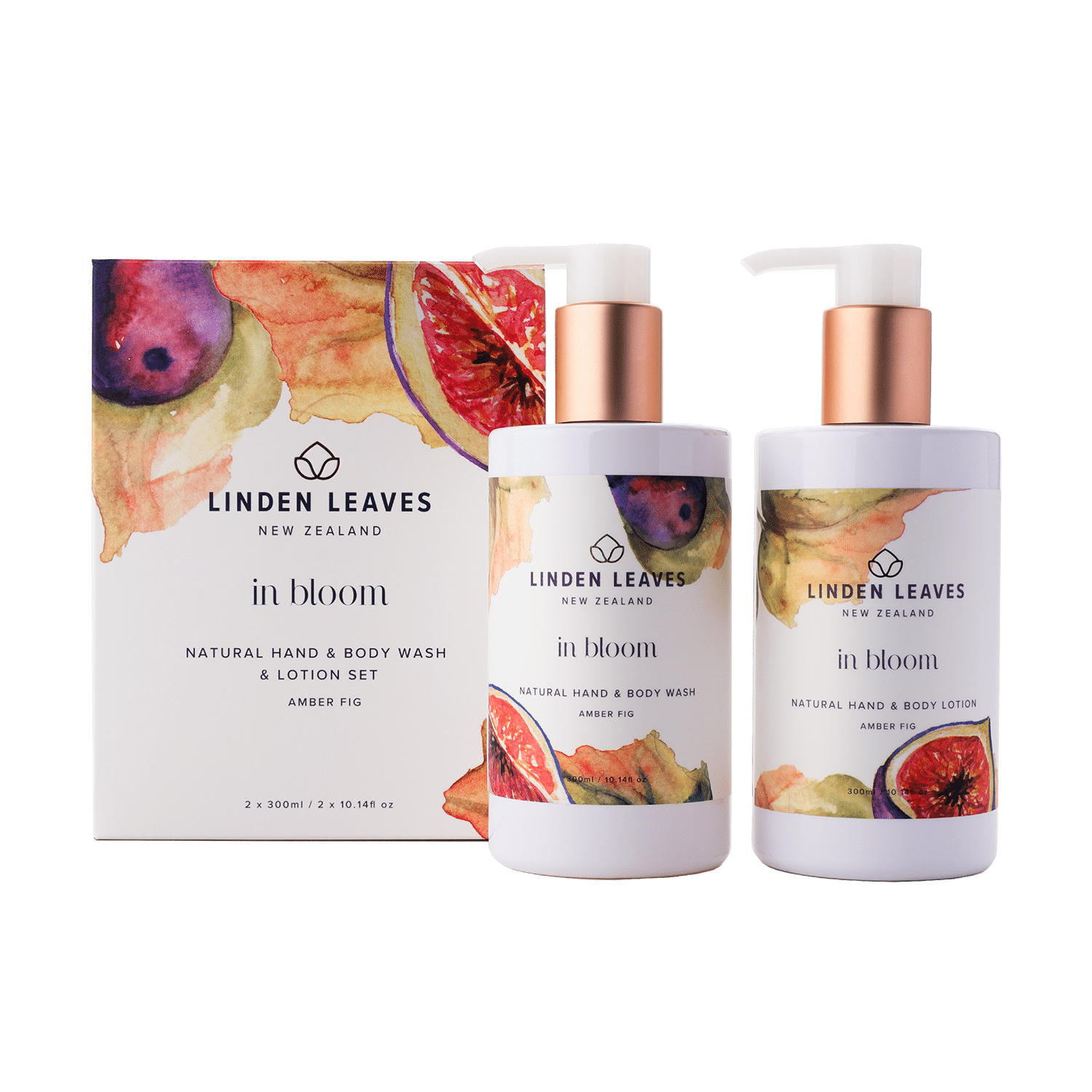 Linden Leaves 琳登丽诗 in bloom 绽放系列 wash & lotion set 洗护套装 amber fig 琥珀红心果 2 x 300ml