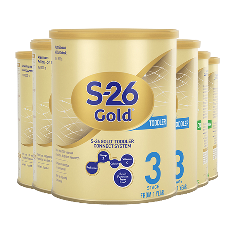 S26 惠氏 金装婴幼儿奶粉 3段 （1岁以上）900g*6罐