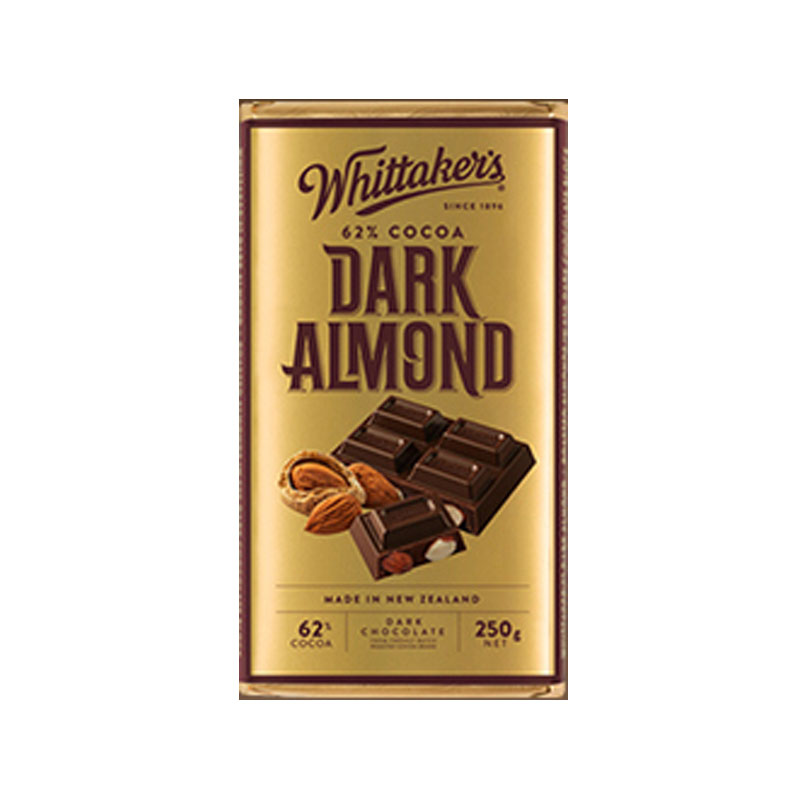 Whittakers 惠特克 黑巧杏仁巧克力 62%可可含量 250g