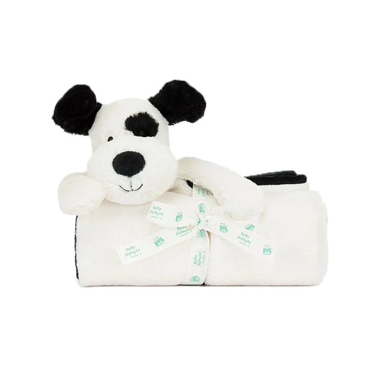 Jellycat  Bashful Black & Cream Puppy Blankie  害羞的黑奶油小狗毯子 BLNK4BCP  高56cm x 宽70cm