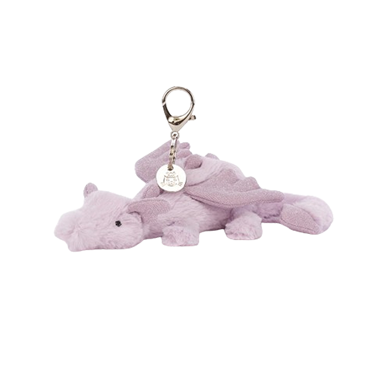 Jellycat Lavender Dragon Bag Charm 薰衣草紫色龙包包挂饰毛绒玩具 LAV4BC 宽22cm x 高12cm