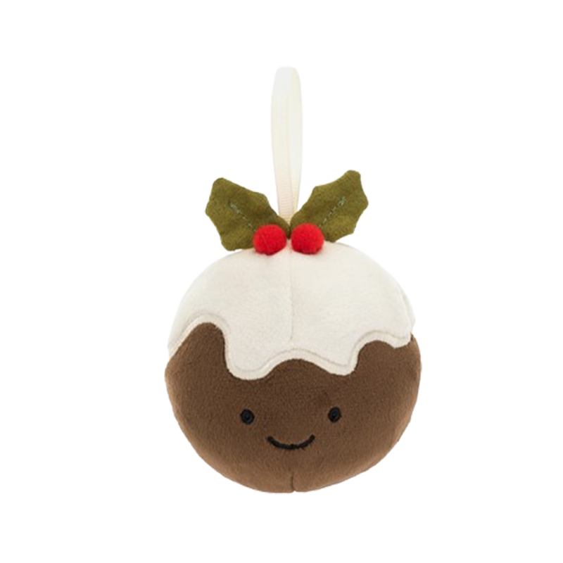 Jellycat Festive Folly Christmas Pudding 圣诞节新品欢乐节庆圣诞布丁挂件毛绒玩具 FFH6CP 高7cm