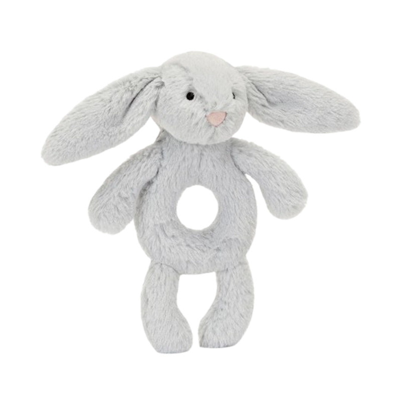 Jellycat Bashful Silver Bunny Ring Rattle 害羞银色邦尼兔摇铃婴儿手摇摇铃可爱安抚陪伴玩具 BRR4BS  高18cm