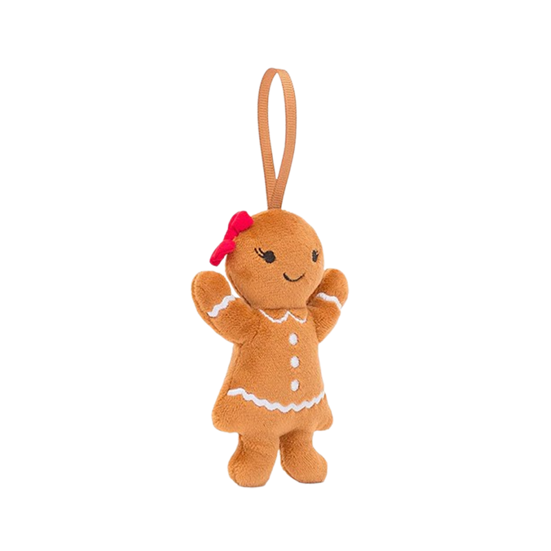 Jellycat Festive Folly Gingerbread Ruby 圣诞节新品欢乐节庆 姜饼露比毛绒公仔 挂件毛绒玩具 FFH6GW 高10cm