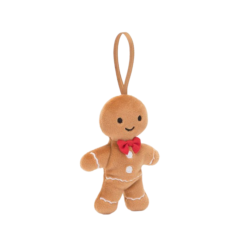 Jellycat Festive Folly Gingerbread Fred 圣诞节新品欢乐节庆姜饼弗雷德毛绒公仔挂件毛绒玩具 FFH6GM 高10cm